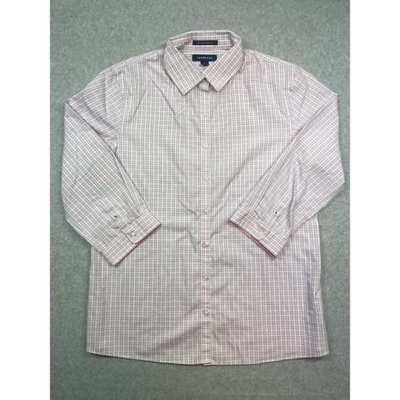 Lands' End Tops - Lands End Shirt Blouse Womens Size Medium Pink Plaid Work Office Casual Business